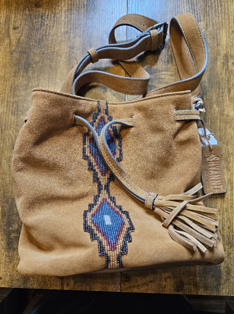 NEW Shyanne Sierra Suede Bucket Handbag Beaded Southwestern Country Cowgirl